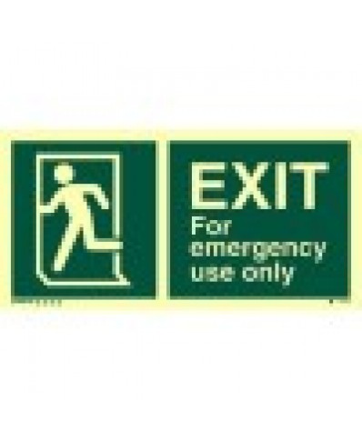 Exit sign for emergency use only-Running man on Left-Photoluminscent
